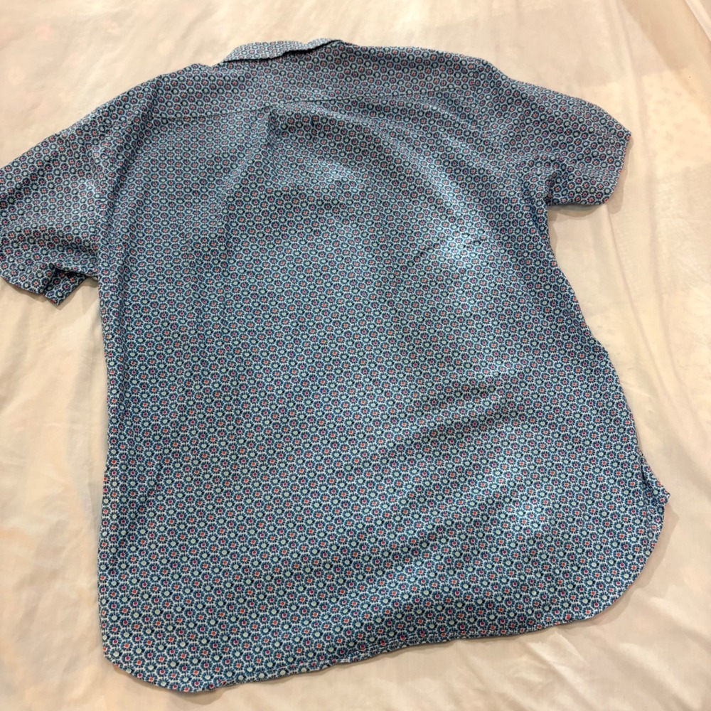 Bonobos Mens Slim Fit Short Sleeve Button Down Shirt Blue Geometric Floral L - Picture 3 of 7